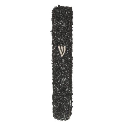 Glass Mezuzah with Stones 12 cm- Black