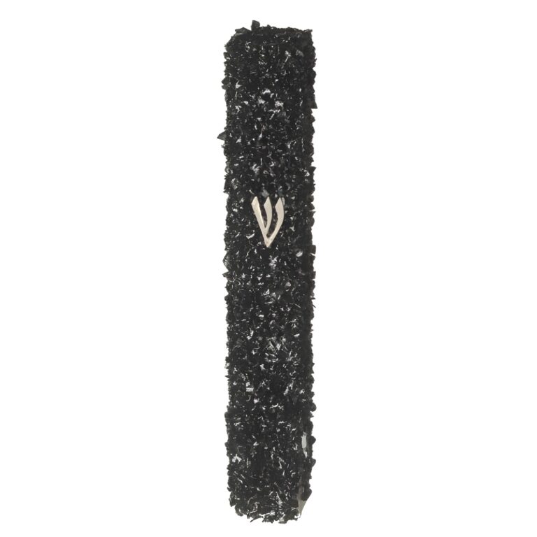 Glass Mezuzah with Stones 12 cm- Black