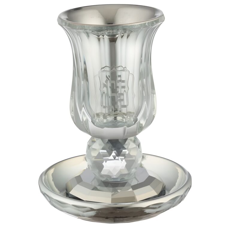 Crystal Kiddush Cup with Stem "Baba Sali" 13 cm Contain 100ml // 3.4oz