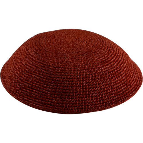 Knitted D.M.C Kippah 14 cm - Dark Red