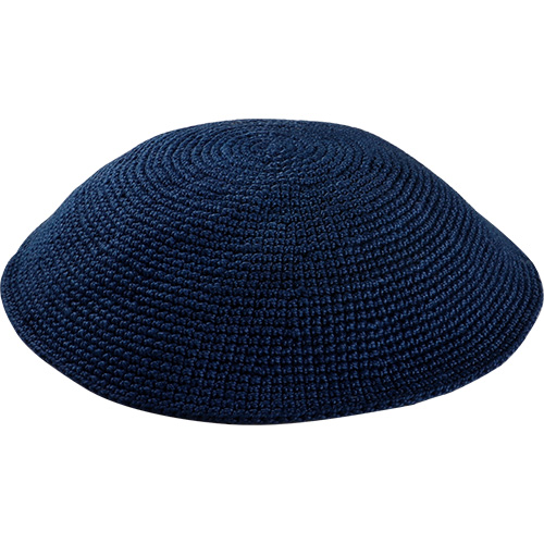 Knitted D.M.C Kippah 14 cm - Dark Blue