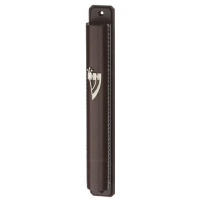 Mezuzah 12 cm Nut Color- Semi Round with Back - Brown