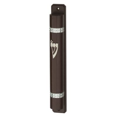 Mezuzah 12 cm Nut Color- Semi Round with Back - Brown