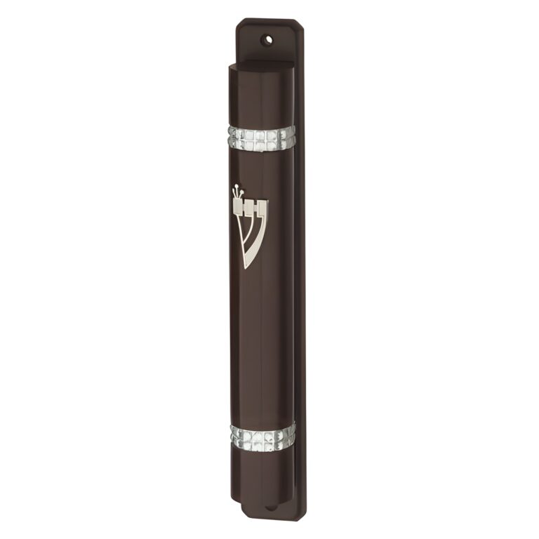 Mezuzah 12 cm Nut Color- Semi Round with Back - Brown