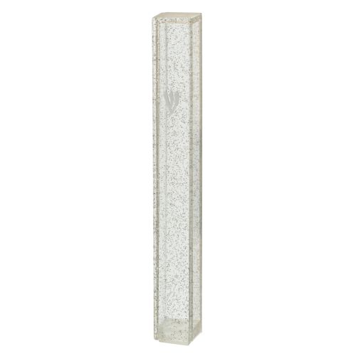 Plastic Mezuzah 10 cm Dotted SLV with Rubber Cork and letter Shin