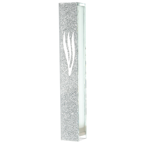 Glitter Glass Mezuzah with Silicon Cork 10 cm - SLV "Shin"