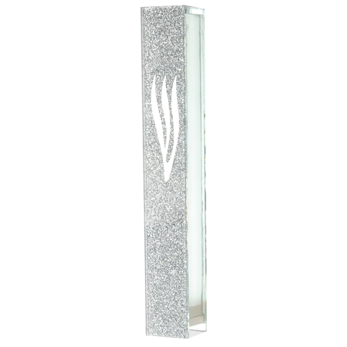 Glitter Glass Mezuzah with Silicon Cork 12 cm - SLV "Shin"