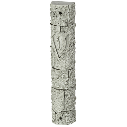 Polyresin Stone- Like Mezuzah 12 cm Gray Color