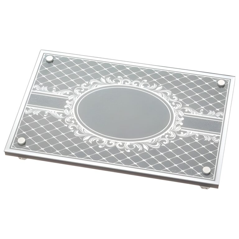 Elegant Glass Tray with Mirror and Glitter 35x23 cm