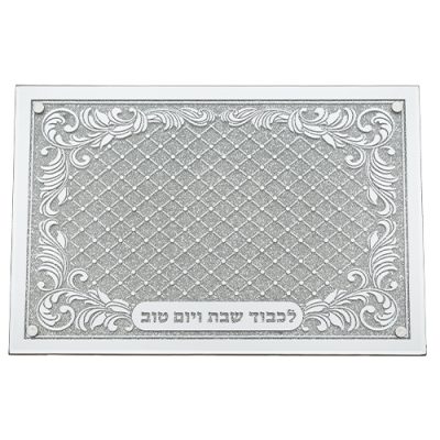 Elegant Glass Tray with Mirror and Glitter 35x23 cm