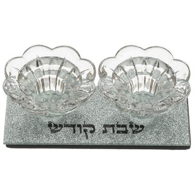 Glass Candlesticks 4x14x6 cm- with Glitter
