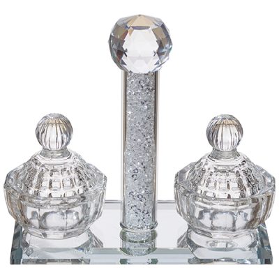 Crystal Salt & Pepper Holders 12*11 cm with Glass Chips