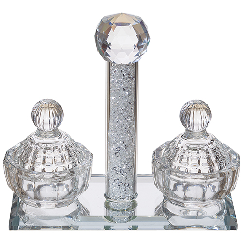 Crystal Salt & Peper Holders 12*11 cm with Glass Chips