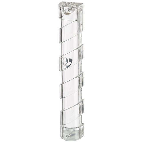 Plastic Transparent Mezuzah with Rubber Cork 12 cm with The Letter Shin