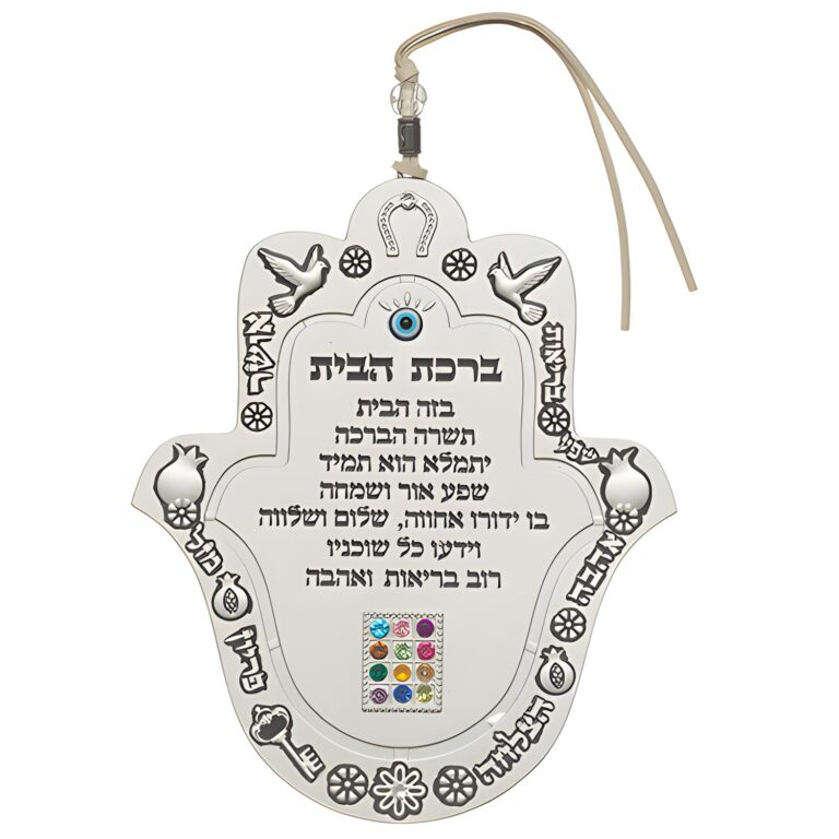 Metal Hamsa 13 cm- Hebrew Home Blessing - Matte