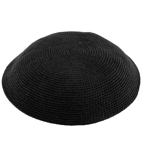 Knitted D.m.c Kippah 17 Cm - Sheer Black