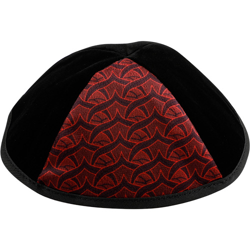 Velvet Plush Black Kippah 4 Parts