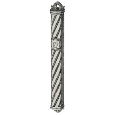 Metal Mezuzah 15 cm with Ornaments