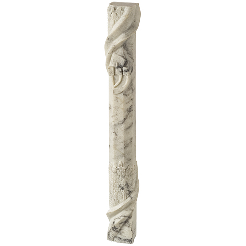 Stone-Like Mezuzah 12 cm- White Marble