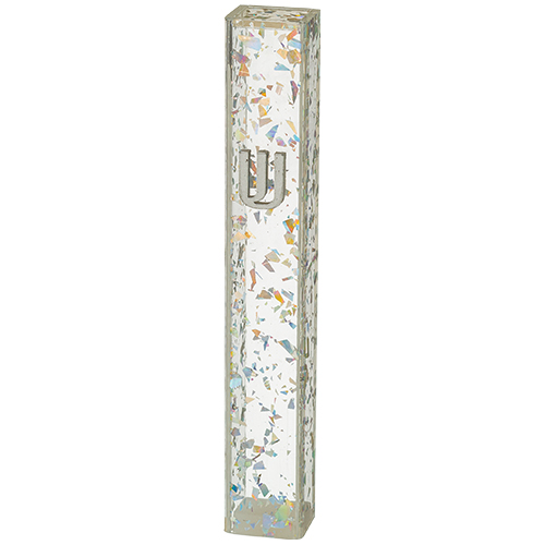 Perspex Mezuzah 12 cm - Glitter Silver