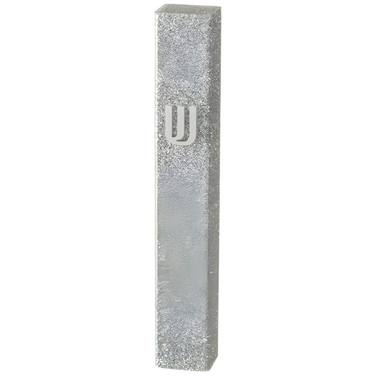 מזוזה לוסיט 12 ס"מ - לבן מנצנץ - כסף