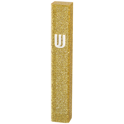 Perspex Mezuzah 12 cm - Glitter Gold