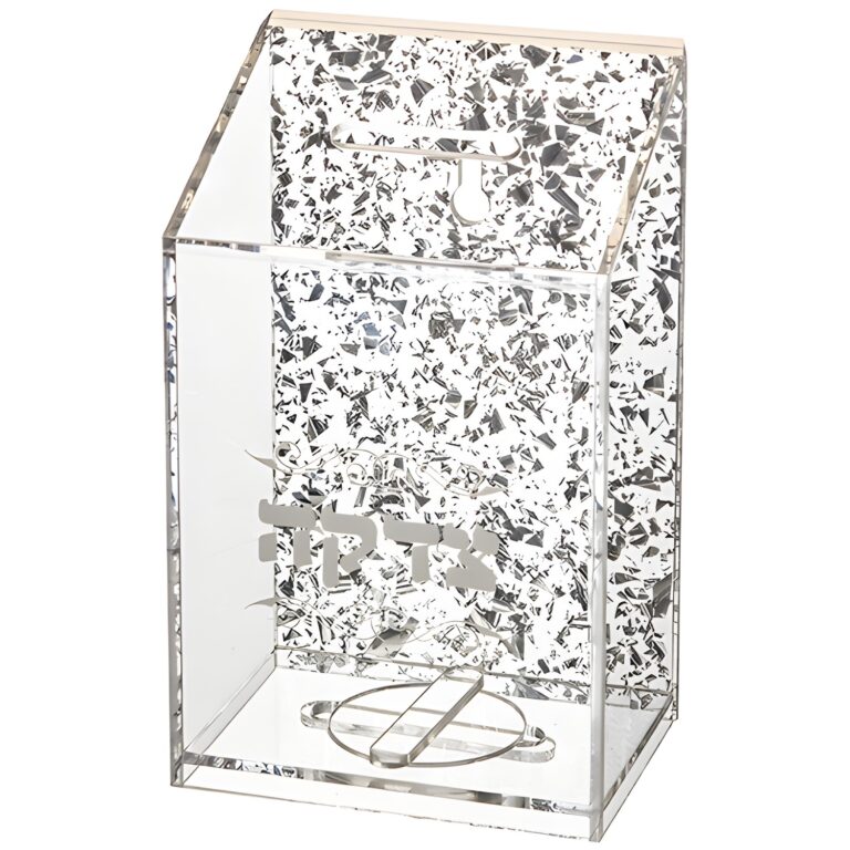 Lucite Tzedakah Box 16 cm - Silver