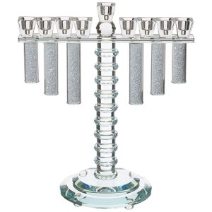 חנוכייה קריסטל מהודרת עם אבנים 31x28 ס"מ
