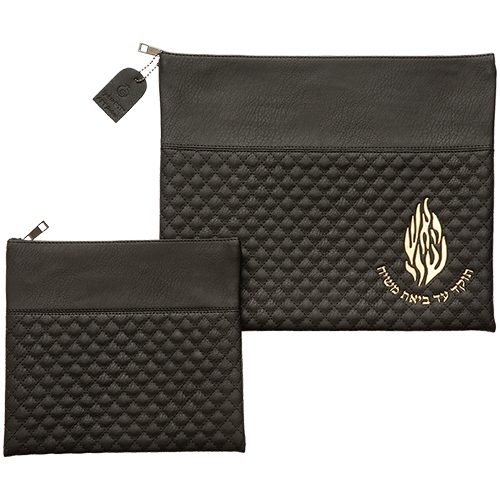 Leatherette Talit - Tefilin Set 36*29 cm with Embossed logo - Black