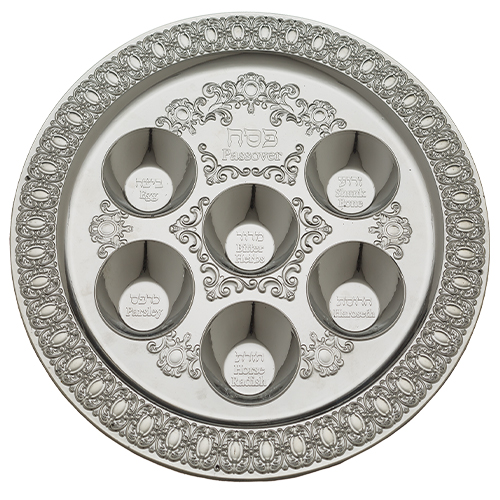 Plastic Passover Plate 38 cm- Silver Color