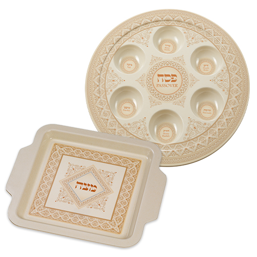 Melamine Passover and Matzah Plates- Brown texture