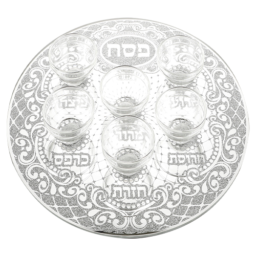 Glass Passover Tray with Stones 36 cm