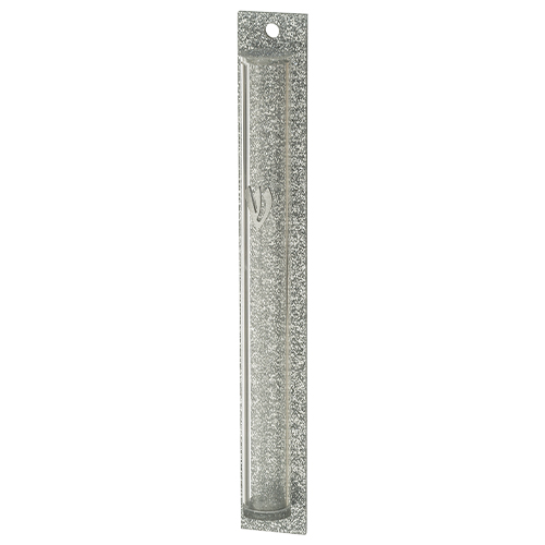 Perspex Mezuzah 15 cm with Back- Silver Glitter