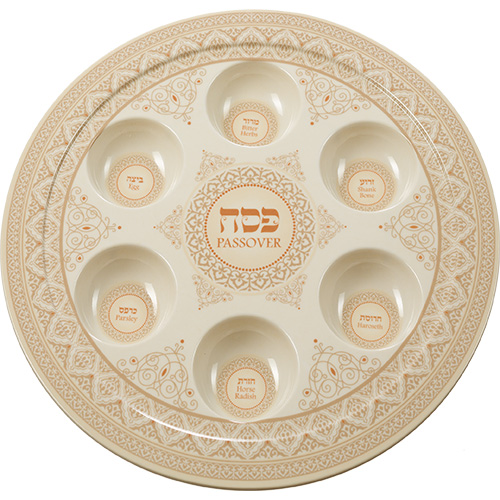 Melamine Passover Plate 35 Cm- Brown texture