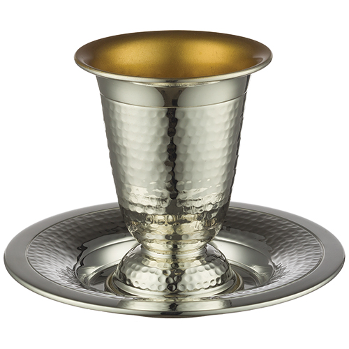 Elegant Kiddush Cup 10 cm with Stem and Saucer contain  120ml / 4.06oz