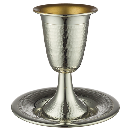 Elegant Kiddush Cup 13 cm with Stem and Saucer contain  120ml / 4.06oz