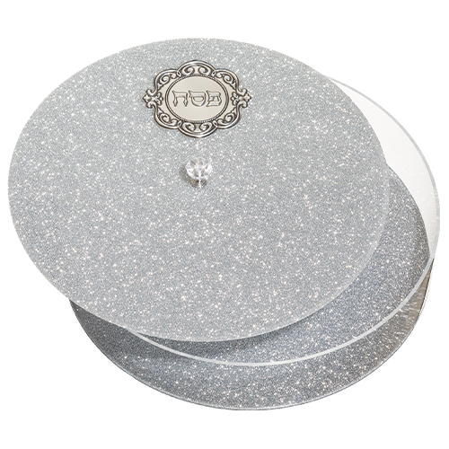 Perspex Round Matzah Box with Metal Plaque 35.5 Cm
