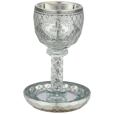 Crystal Kiddush Cup 16 cm Contain 100ml // 3.4oz - Silver
