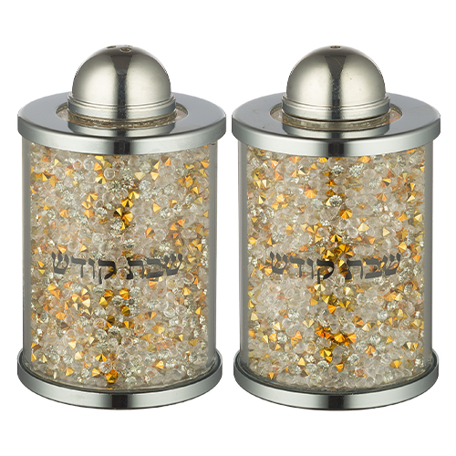 Crystal Salt & Peper Holders 6 cm with Silver Stones