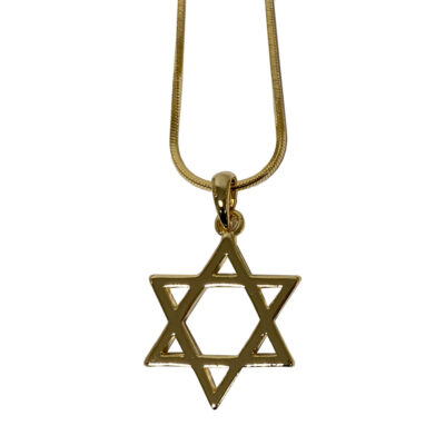 תליון רודיום - מגן דוד גדול 2 ס"מ - צבע זהב, שרשרת 45 ס"מ