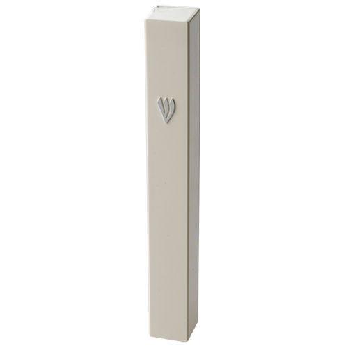 Plastic Mezuzah Beige with Rubber Cork 12 cm