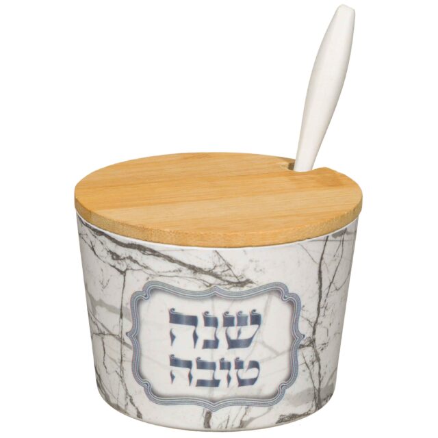 203 כלי לדבש "במבוק טבעי" "שנה טובה" - 6.5 ס"מ