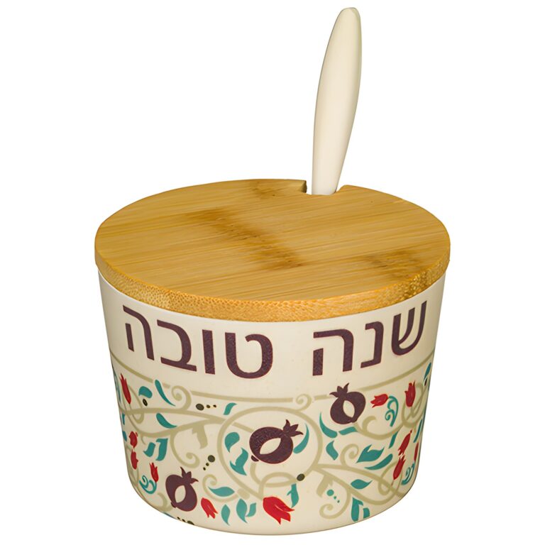 Bamboo Honey Dish "Shana Tovah"- 6.5 cm