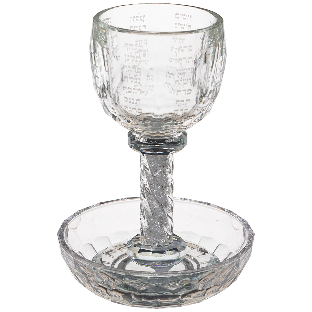 Crystal Kiddush Cup "The Bible Rivers" 16 cm with Stones contain 100ml / 3.4oz