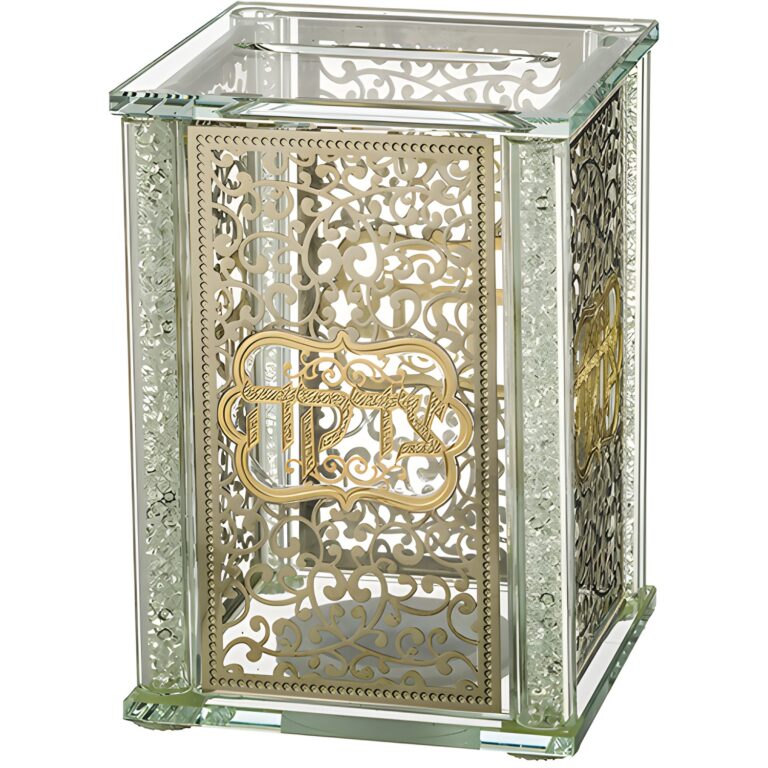 Crystal Tzedakah Box 13*9 cm with Plaque- Ornaments