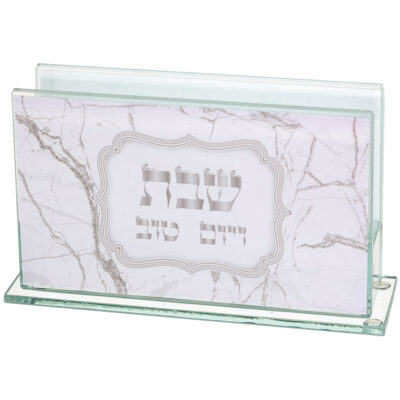 Glass Matches Holder 6.5*4 cm with Print - Marble Design