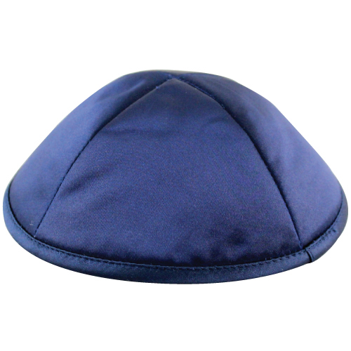 Satin Kippah Deluxe 20cm- With Pin Spot- Blue