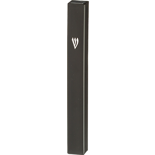 Black Plastic Mezuzah with Rubber Cork 12 cm