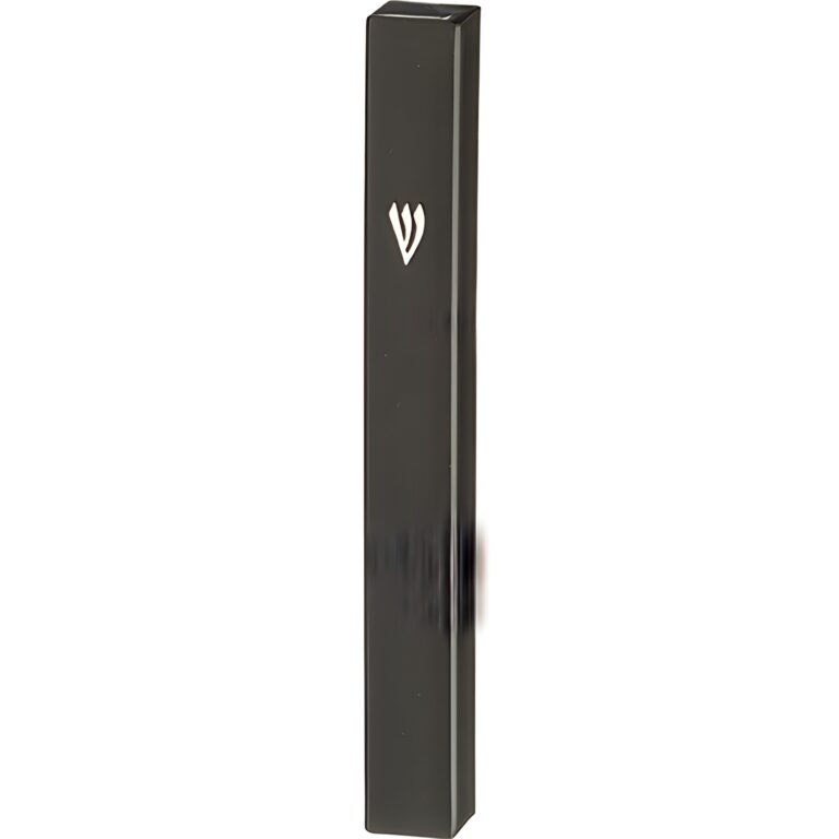 Black Plastic Mezuzah with Rubber Cork 15 cm - Silver