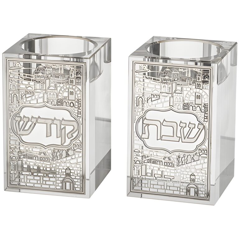 Crystal Candlesticks 8 cm with Metal Plaque